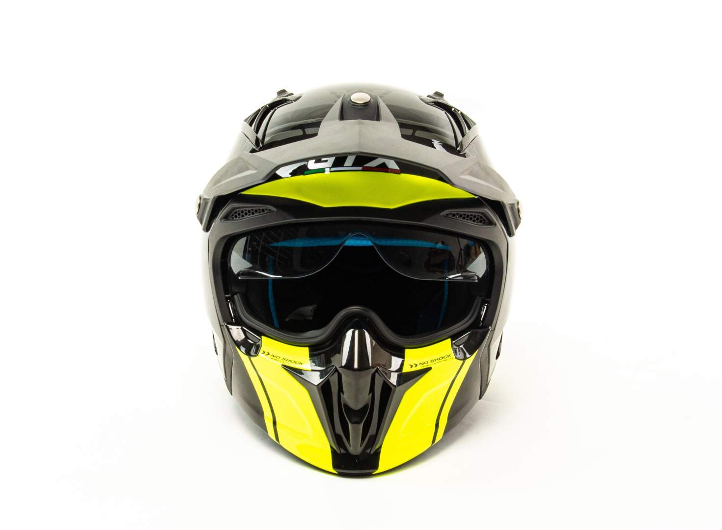 Шлем мото мотард GTX 690 №2 (XL) BLACK/FLUO YELLOW GREY