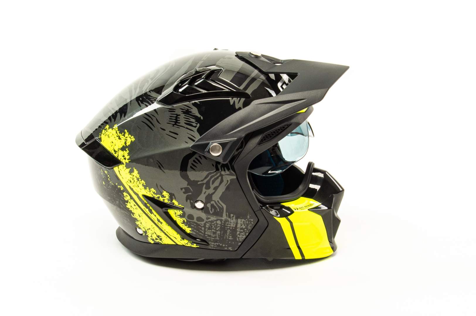Шлем мото мотард GTX 690 №2 (XL) BLACK/FLUO YELLOW GREY