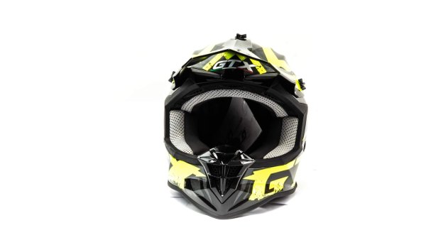 Шлем мото кроссовый GTX 633 #8 (L) BLACK/FLUO YELLOW/GREY