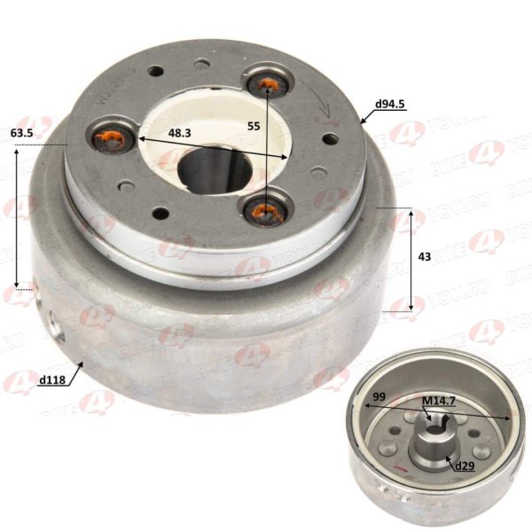 Ротор генератора (магнит) 250 166MM M7 2str LONCIN