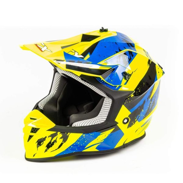 Шлем мото кроссовый GTX 633 #1 (L)  FLUO YELLOW/BLUE BLACK