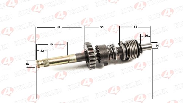 Вал кикстартера в сборе YX140 (X150) эл. стартер
