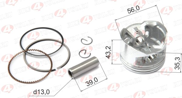 Поршень в сборе 156FMJ YX140 (W063) 140см3 D= 56 X-TECH