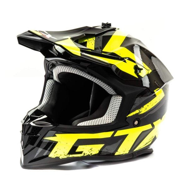 Шлем мото кроссовый GTX 633 #8 (L) BLACK/FLUO YELLOW/GREY