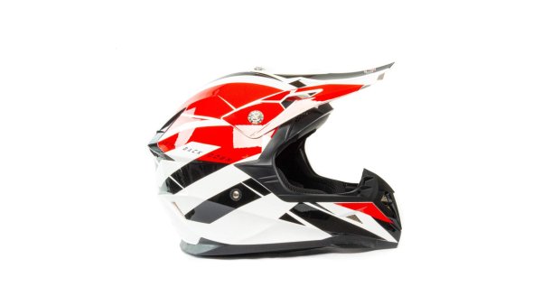 Шлем мото кроссовый HIZER 915 #9 (M) white/red/black