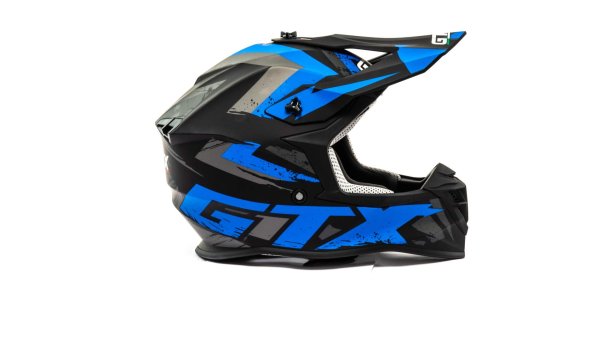 Шлем мото кроссовый GTX 633 #9 (XXL) BLACK/BLUE GREY